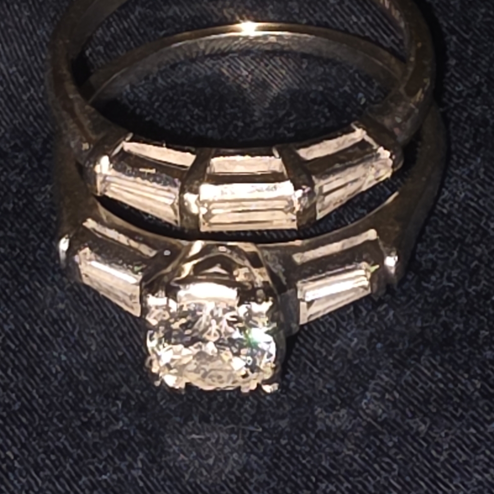 Vintage Tiffany 1950's Diamond & Platinum Wedding Set. VS-2 Color G-H